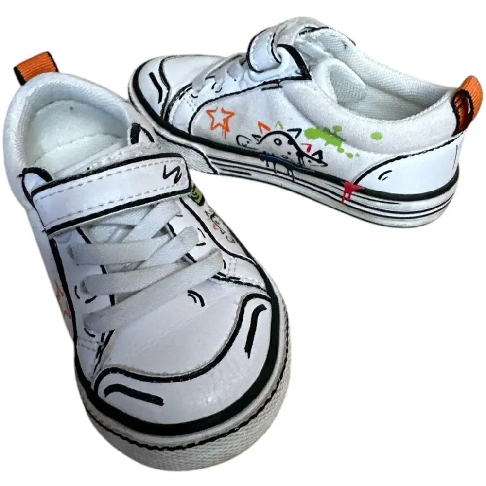 Next White Doodle Graffiti Ortholite Sneakers Toddler Unisex Size 6